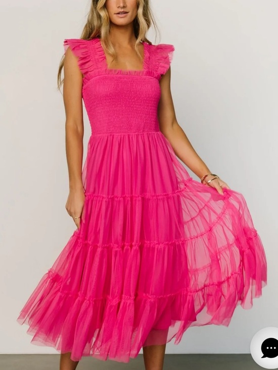 Baltic Born Dresses & Skirts - Baltic Born Bright Pink Smocked Tulle Top